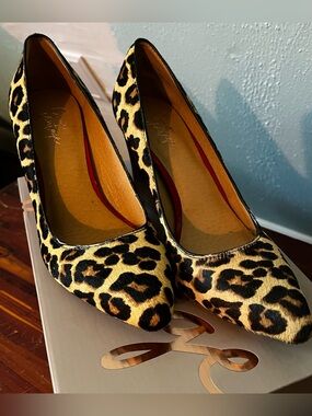 Crown Vintage Textured Animal Print Chunky Heel Shoe